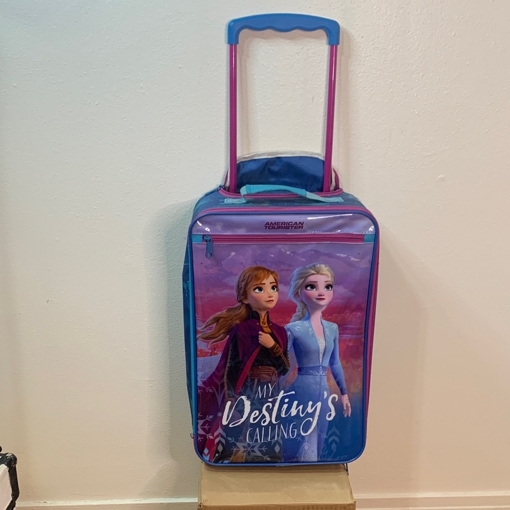 American Tourister Frozen Kids Luggage - Blue and Pink